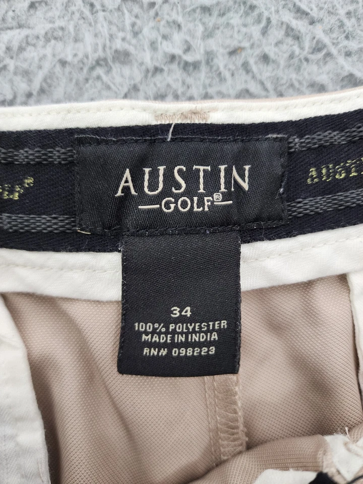 Pantalones cortos de golf Austin para hombre 34 marrón tiro medio plisados golfista poliéster comodidad Foto 2 de 4