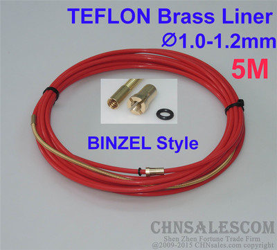 BINZEL Style PTFE  with Brass Liner and Cooper Terminal 1.0-1.2mm Wire 5M 16ft 