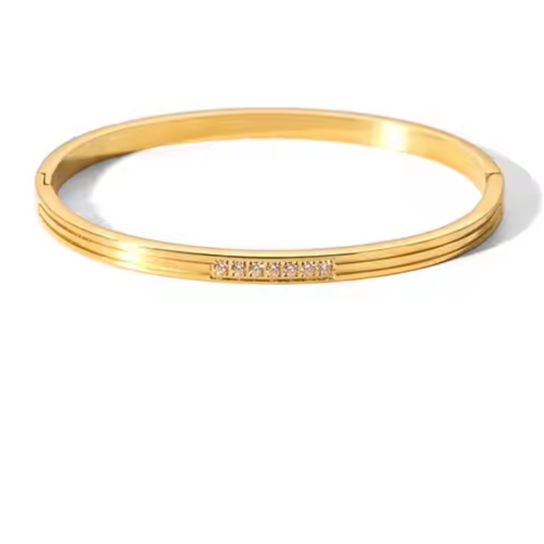 GoldLinedCenterCZBangleBracelet
