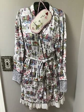 Layla Multi Printed Short Robe & Eye Mask Set Size S/M NWT E7