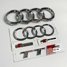 Für Audi TT TTS Car Emblem Ringe V+H Kühlergrill 249MM+192MM Badge Silber Auto