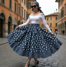 1950s Vintage Retro Rockabilly Circle Skirt Skulls n Spots choice of sizes 10-26