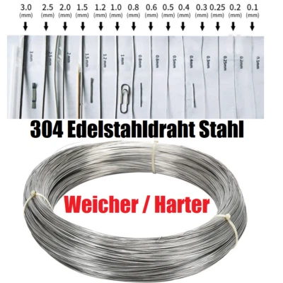 Federstahldraht Edelstahl 0.1mm-3.0mm Federdraht rostfreier Draht Harter/Weicher