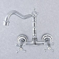 Polished Chrome Brass Kitchen Faucet Bathroom Sink Mixer Tap Wall Mount ssf787