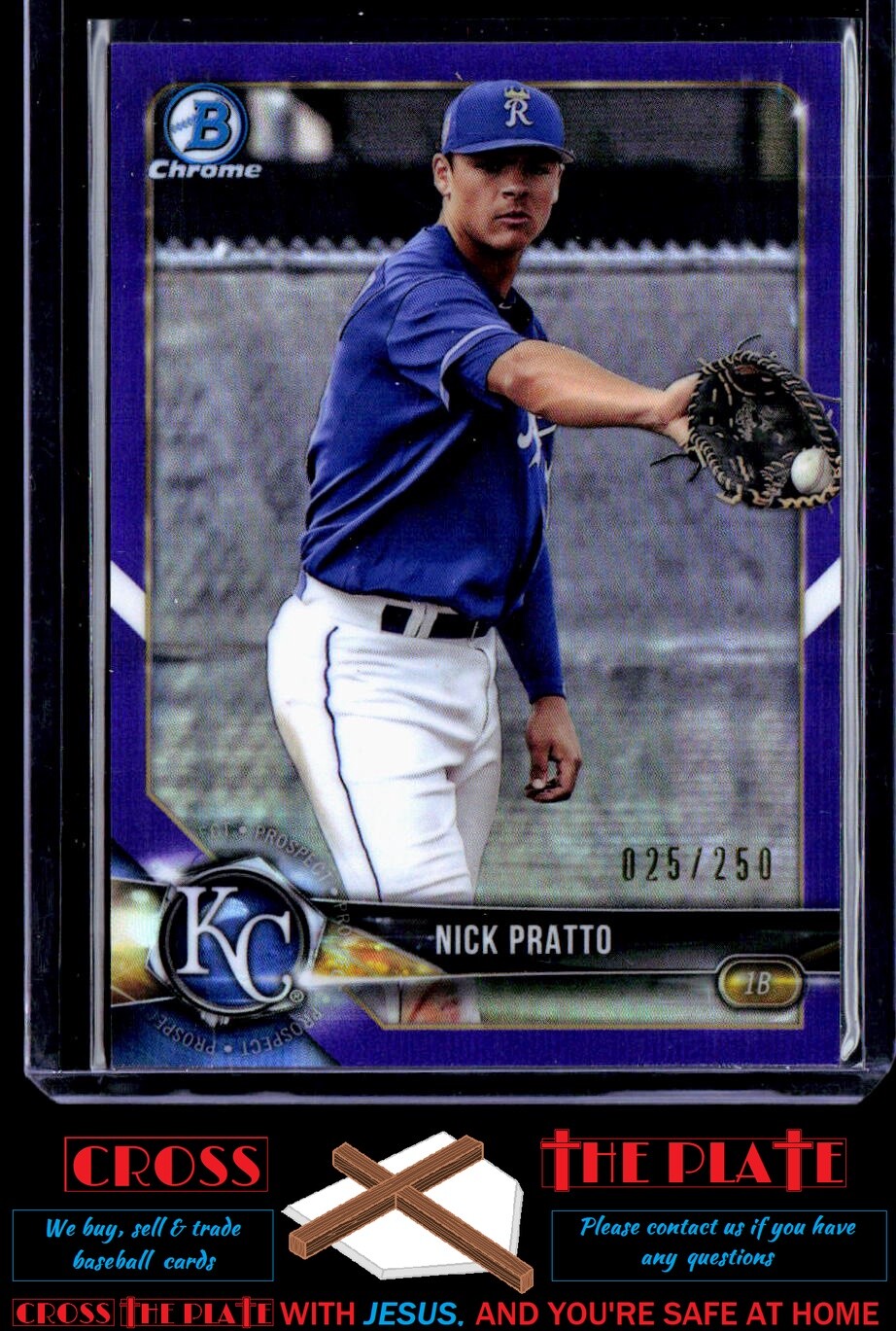 2018 Bowman Draft Chrome Purple Refractor Nick Pratto Royals 025/250 #BDC-98