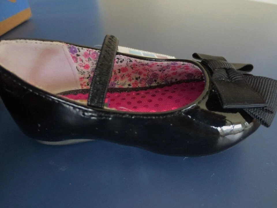 NOVO Sapato Social Feminino Tamanho 4 Infantil 9-12 Meses HEALTHTEX Preto Patente com Laço - Imagem 2 de 2