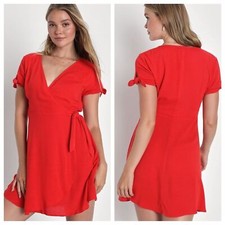 Lulu’s My Philosophy Red Wrap Mini Dress XS