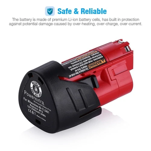2X BATTERY M-12 For MILWAUKEE M12B 12V LITHIUM-ION 3.5AH 48-11-2401 48-11-2430 - Picture 5 of 5