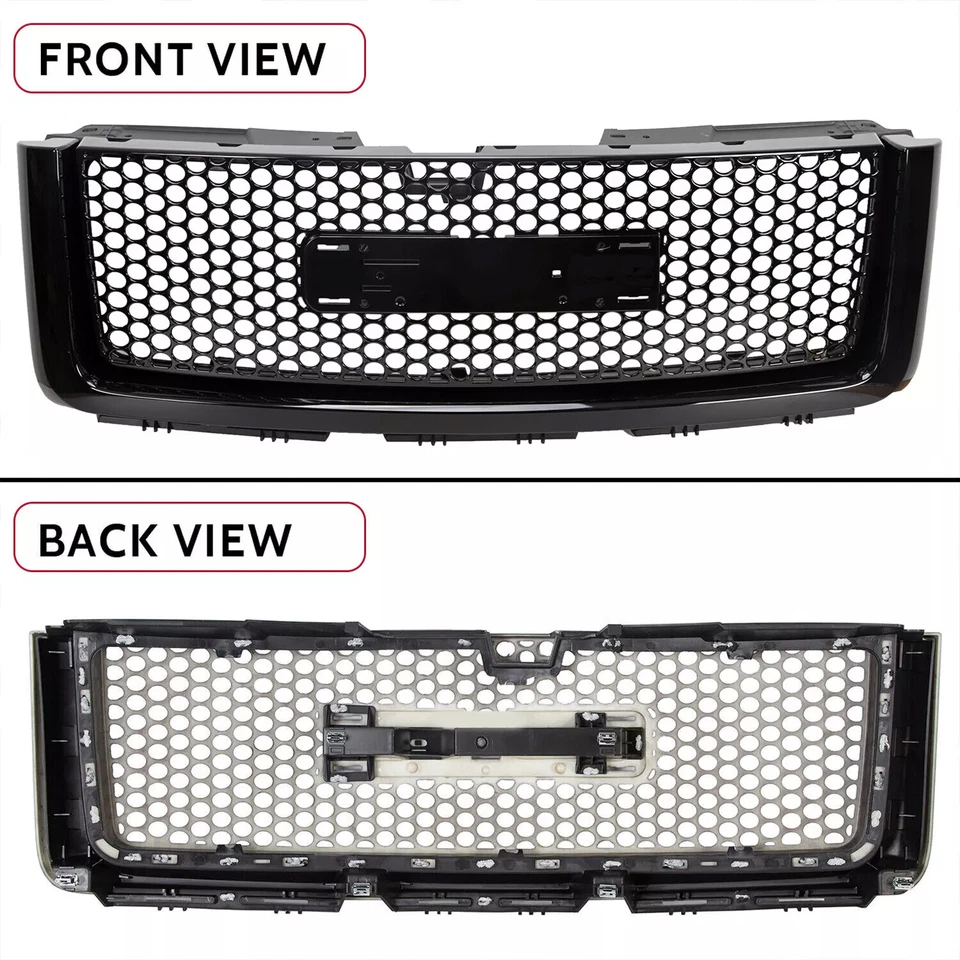 Front Bumper Upper Grill + Lower Grille For 07-13 GMC Sierra 1500 New Body Style - Image 2 of 4