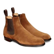 Handmade Men's Leather And Suede Ankle Chelsea Formal Casual Wedding Wear Boots