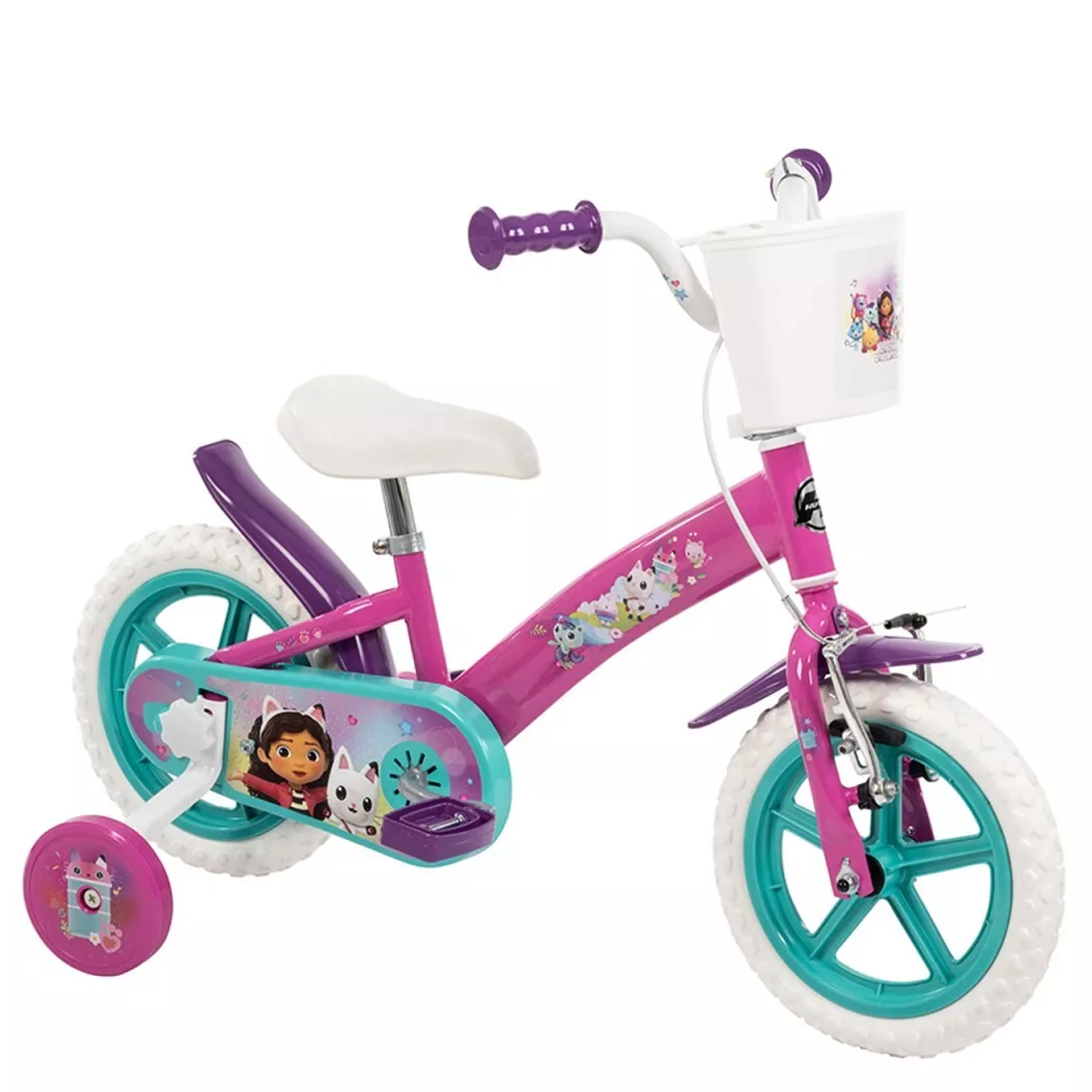 Bicicletta Bambino Bici Bimba Gabby Dollhouse Ruota 12 Pollici con Rotelle
