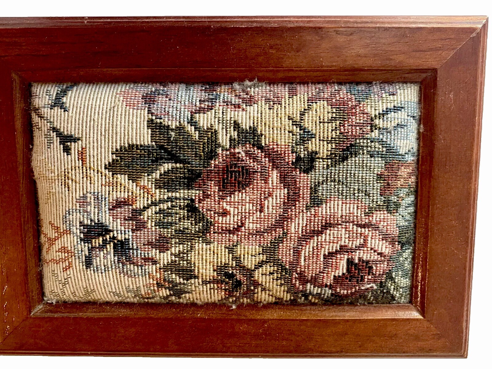 Vintage Wood Jewelry Box with Floral Embroidery & Velvet Lining-image