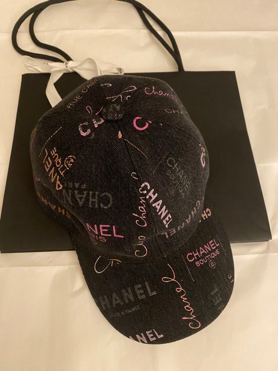 Chanel Black Denim CC Logo Baseball Cap Hat One Size 22P | eBay
