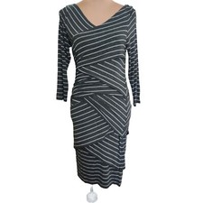 Vince Camuto Womens Petite Striped Crisscross Bandage BodyCon Dress Gray sz PM