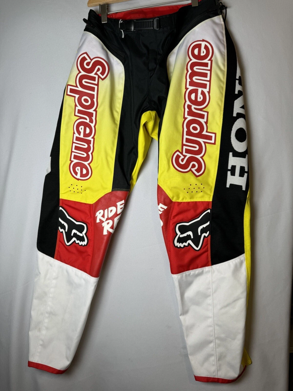 Supreme Honda Fox Racing Moto Pantalon jaune rouge noir homme moyen terre P 12