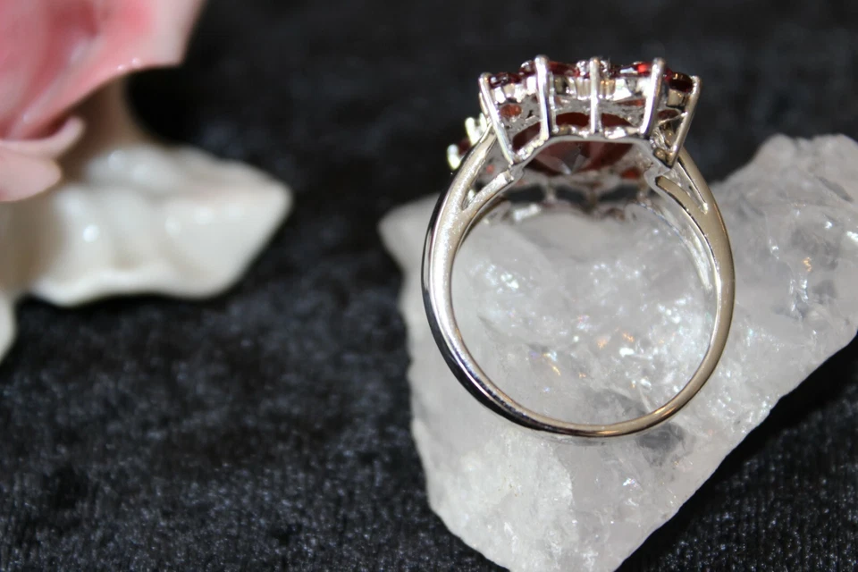 Silberring Edelsteinring Silber 925 Granat Große-62 (19,7 mm) - Bild 3 von 4