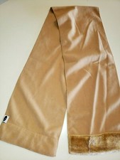 men or women solid dark tan FLEECE WINTER SCARF furry ends 60 inches long one sz