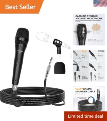 Cardioid Dynamic Microphone with On/Off Switch & XLR Cable   Perfect for Parties