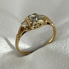 Art Deco 14k Yellow Gold Diamond Ring Antique Size 6.25 Vintage Fine Jewelry