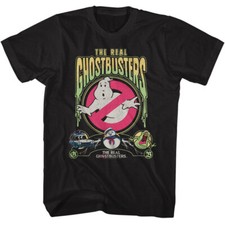 The Real Ghost Busters Movie Logo Ecto 1 Stay Puft Slimer Men's T Shirt
