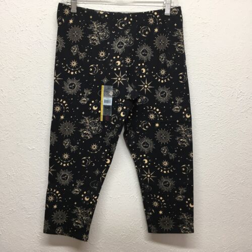 No Boundaries Capri Legging Womens Juniors L 11-13 Black Tan Celestial Stretch