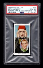 PSA 10 BORIS KARLOFF 1938 Ogden Cigarette Card Universal Monster 