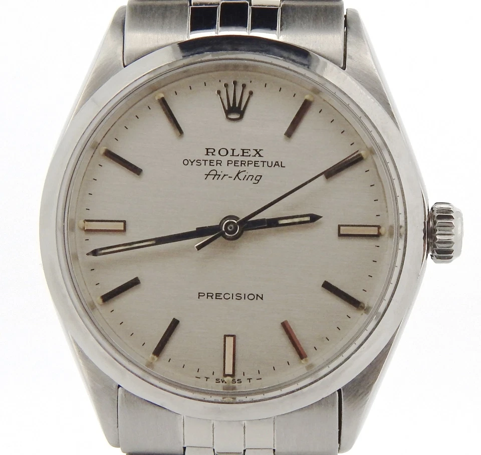Rolex Air King Precision Mens Stainless Steel Watch Silver Dial 5500