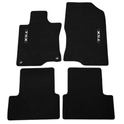Fits 04-14 Acura TSX Black Nylon Floor Mats Carpets  Anti-slip w/ Emblem