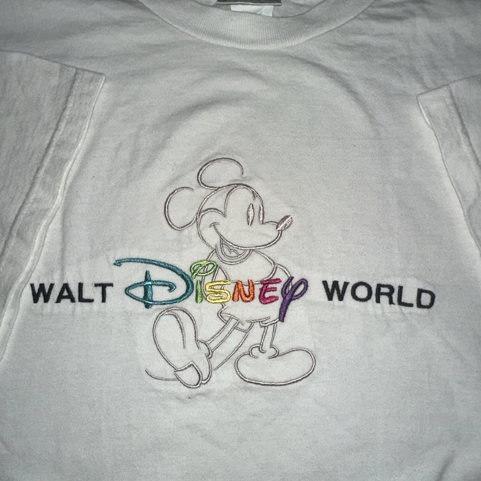 Camisa Bordada Vintage Walt Disney World XL Multicolor Mickey Mouse Foto 2 de 4
