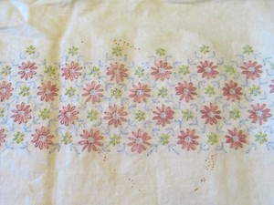 ""MILLE FLEUR"" LONG - IVORY LINEN - TABLE CLOTH TO EMBROIDER