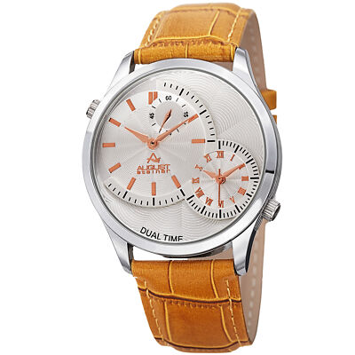 New Men's August Steiner AS8010SSTN Quartz Multifunction Tan Leather Strap Watch