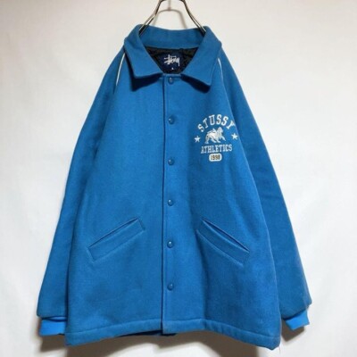 Stussy 90S 1998 Made in USA Stadium Jacket Blue White Stussy 90S 1998 Made in USA Stadium Jacket Blue White