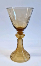 Antikes Historismus Weinglas original um 1880 Kelch Römer bernstein Gravur