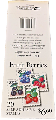 1998 FRUIT BERRIES 20 Stamp 33c Self Adhesive Souvenir Sheet USPS