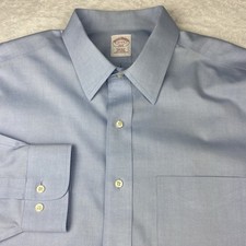 Brooks Brothers Dress Shirt Mens 17-2/3 Blue Regular Fit No Iron