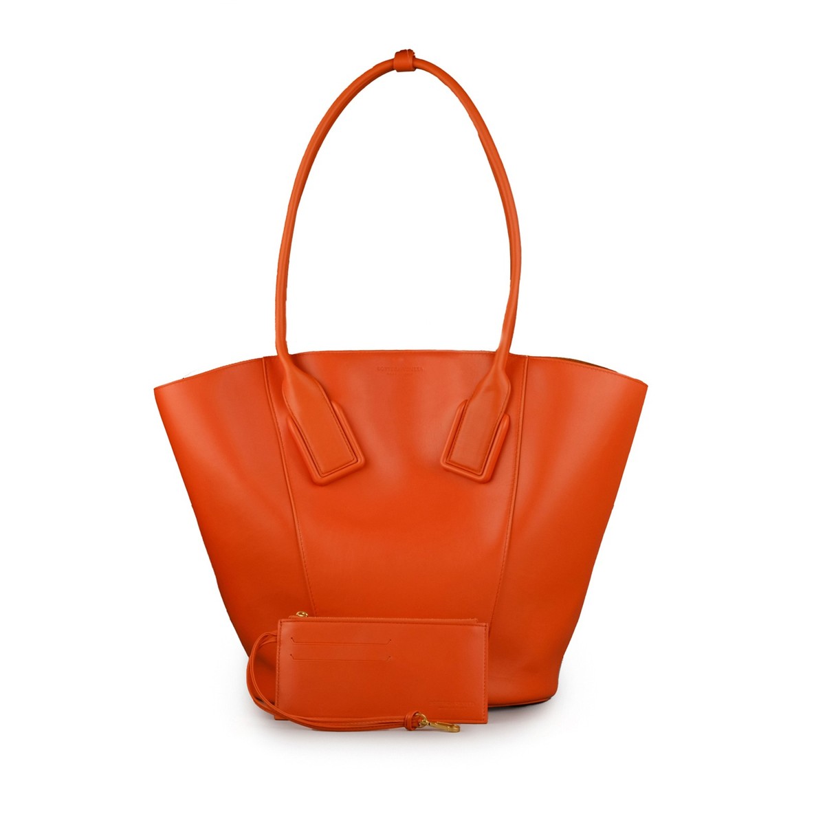 NEW $4900 BOTTEGA VENETA Orange Calfskin Leather Large Basket Tote