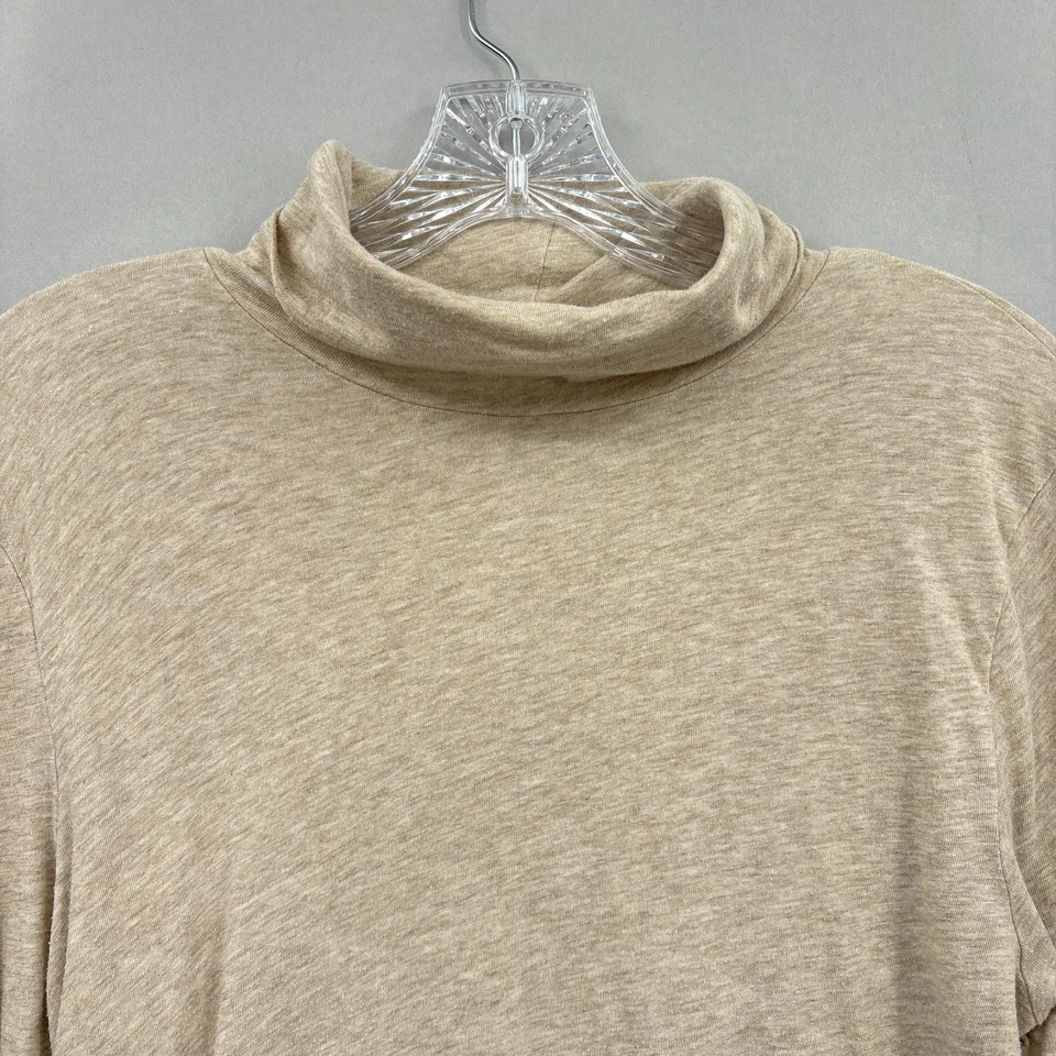 Camisa J Crew Mujer Grande Beige Cuello Alto Manga Larga 100% Algodón Ligera Foto 2 de 4