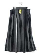 Toast Women's Midi Skirt UK 12 Blue Striped Linen with Cotton Midi Pleated