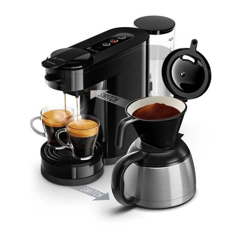 Philips Senseo Switch HD6592/65 machine à café design noir intense avec verseuse en inox mat