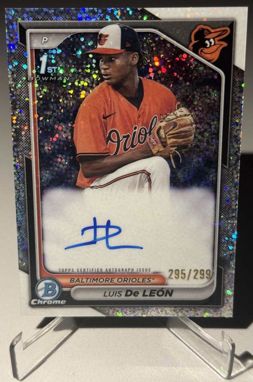 2024 Bowman Chrome - Luis De Leon - 1st Bowman - Speckle Auto - 295/299!