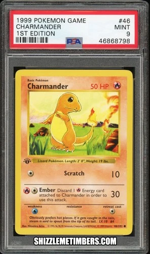 Charmander 46/102 1st Edition Shadowless Base Set - PSA 9