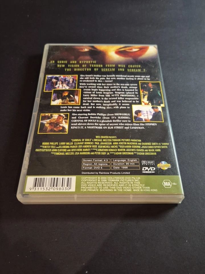 Carnival Of Souls (DVD, 1998) Region All Australia Wes Craven - image 2 of 3
