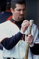 Rich Aurilia San Francisco Giants fixes his bat at the game v the - Old Photo