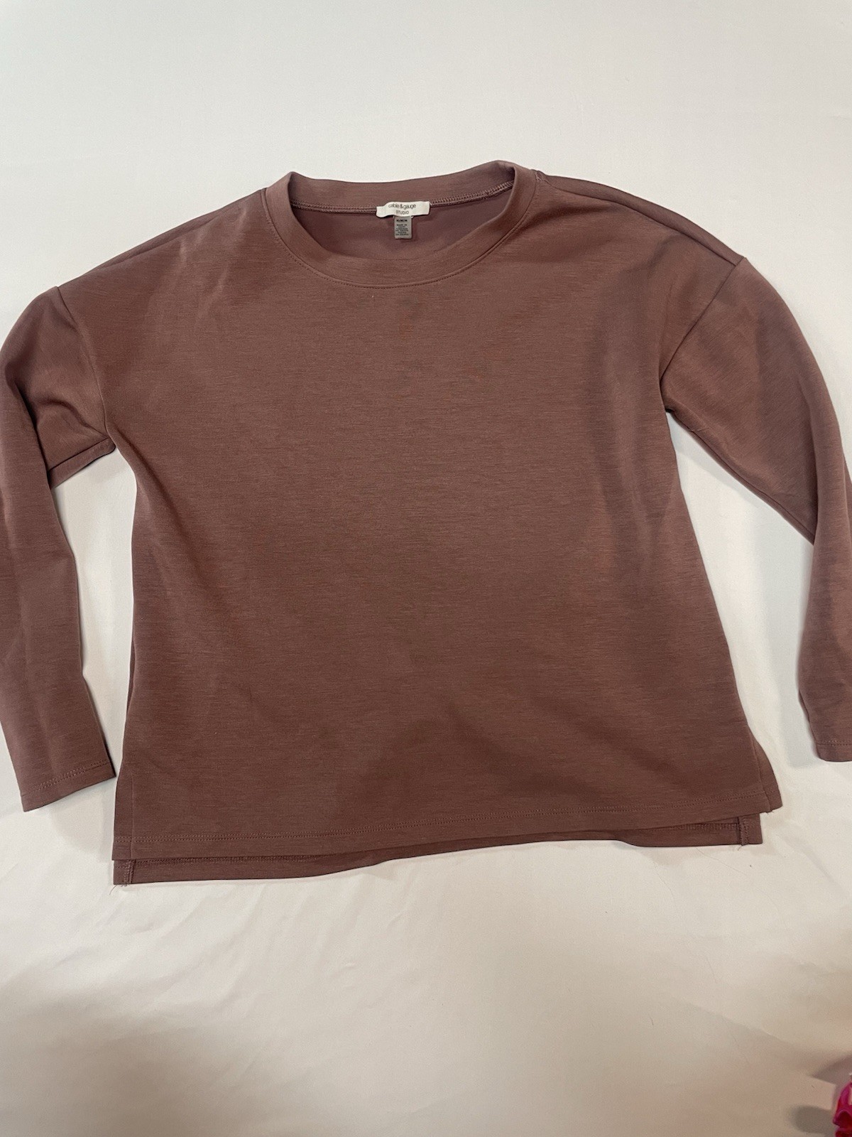 Women’s Cable & Gauge Studio Sweatshirt  Brown M Longsleeve Stretch simple basic