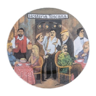 Tuscan Storefronts Plate By Guy Buffet Hosteria Toscana 10+ Inch Diameter jul25