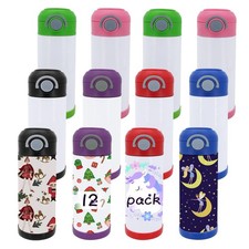 12 Pack 12 OZ Sublimation Straw Sippy Cup Spill Proof Blank Tumblers Mixed Co...