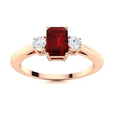 925 Silver Natural Garnet January Birth Wife Boho Three-Stone Prong Ring