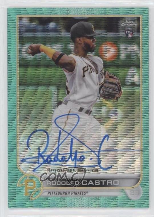 2022 Topps Chrome Rookie Aqua Wave Refractor 127/199 Rodolfo Castro Auto 08jk