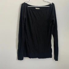 Free People We The Free Top Women L Black Boat Neck Tunic Boho Casual Classic