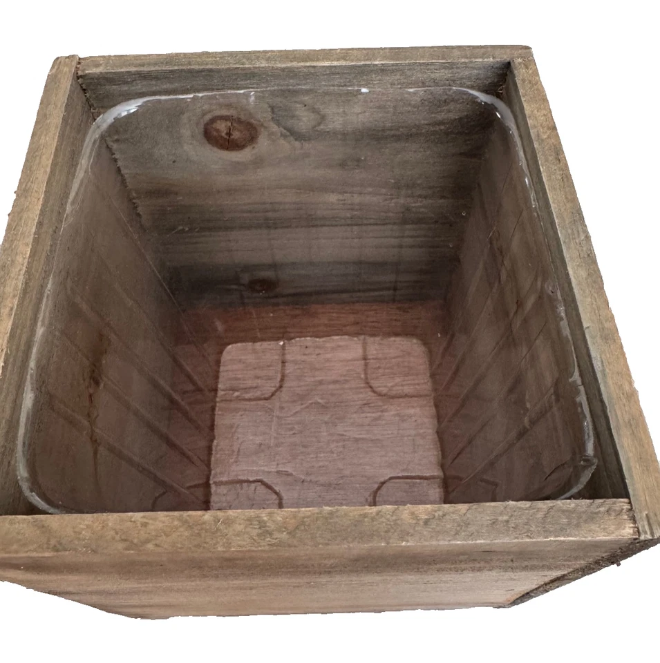 Jardinera cuadrada rústica de madera natural soportes centros de mesa boda fiesta Foto 4 de 4